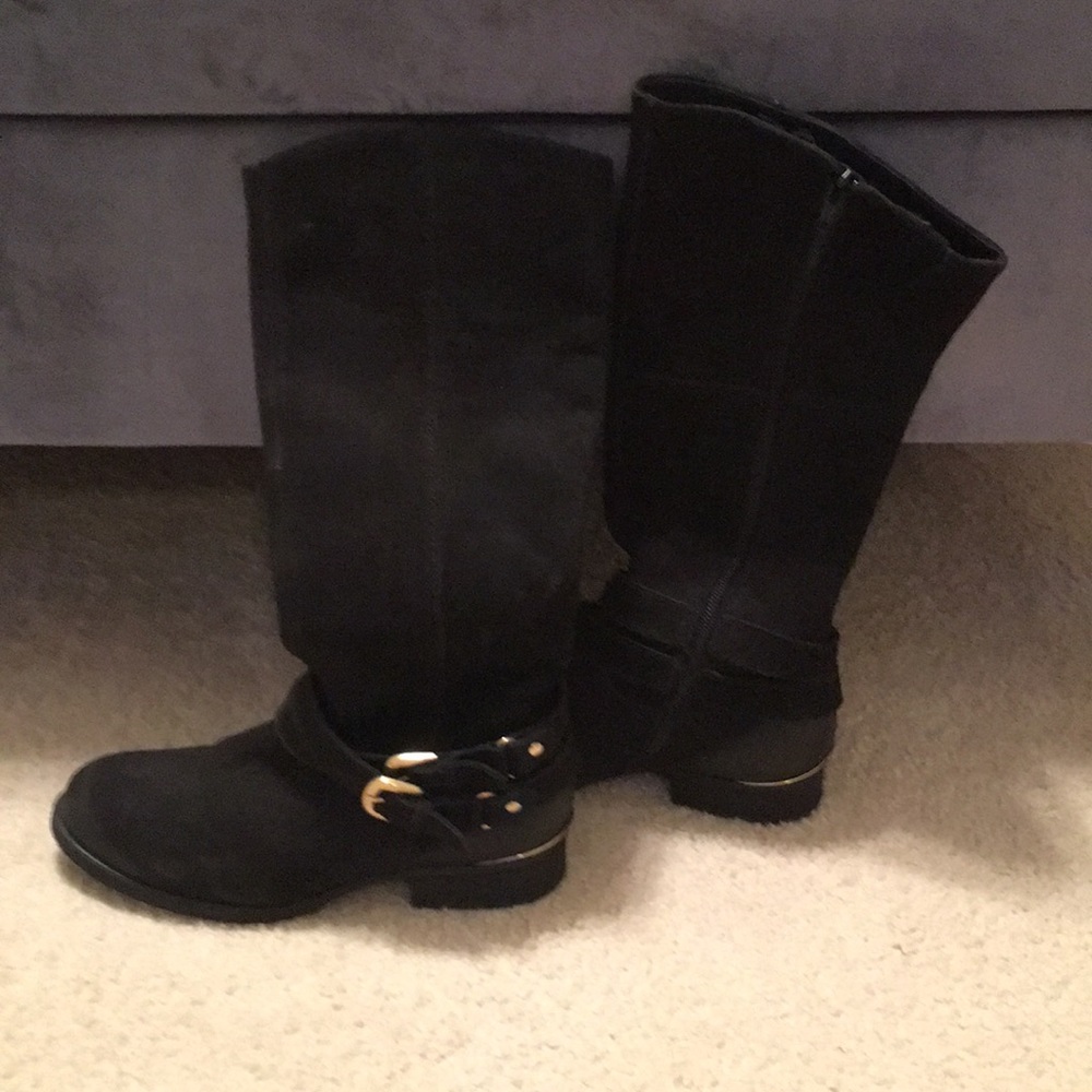 Steve Madden Black/Gold Knee High Boots